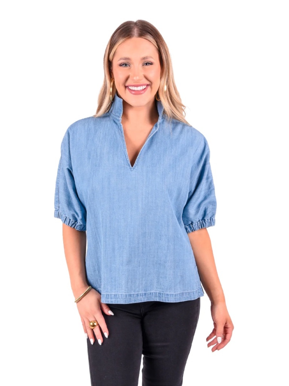Emily McCarthy Poppy Top DENIM CHAMBRAY Size XSmall